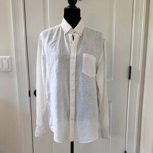 Classic White Linen J Crew Men's Shirt